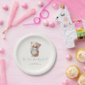 Teddy Bear Brown en Blue Baby shower Papieren Bordje (Feest)