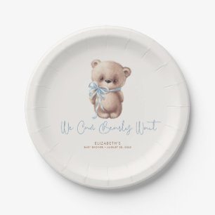 Teddy Bear Brown en Blue Baby shower Papieren Bordje
