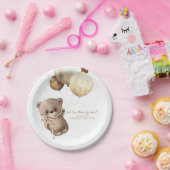 Teddy Bear Brown en Gold Boho Baby shower Papieren Bordje (Feest)