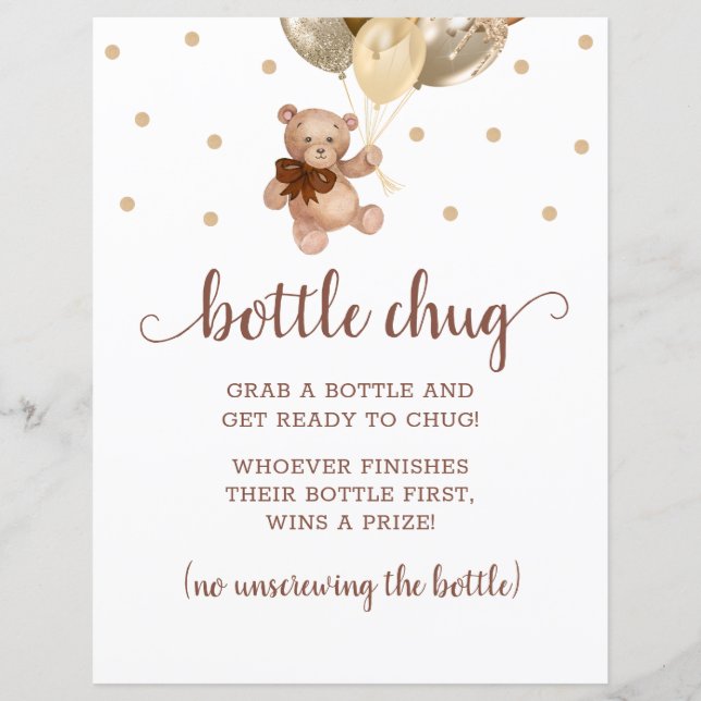 Teddy Bear Brown en Gold Bottle Chug Game (Voorkant)