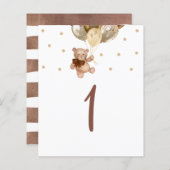 Teddy Bear Brown en Gold Table Number Sign (Voorkant / Achterkant)