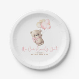 Teddy Bear Brown en Roze Baby shower Papieren Bordje