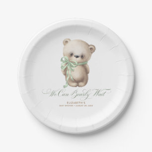 Teddy Bear Brown en Sage Baby shower Papieren Bordje