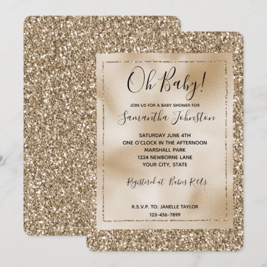 Teddy Bear Brown Glam Glitter Kaart (Voorkant / Achterkant)