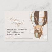 Teddy Bear, Brown Hot Air Ballon, Dappere Raffle Informatiekaartje (Voorkant)