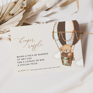 Teddy Bear, Brown Hot Air Ballon, Dappere Raffle Informatiekaartje