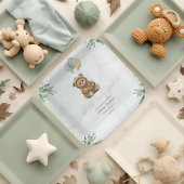 Teddy Bear Brown Sage Green Balloons Baby Papieren Bordje