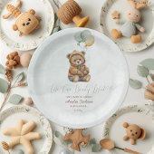 Teddy Bear Brown Sage Green Balloons Baby Papieren Bordje