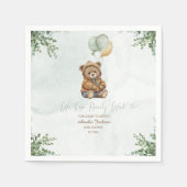 Teddy Bear Brown Sage Green Balloons Baby Servet (Voorkant)