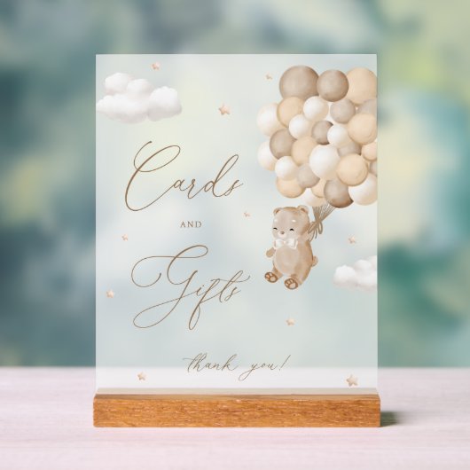 Teddy Bear Bruin Baby shower Kaarten & geschenken Acryl Bord (Neutraal)