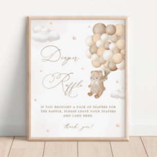 Teddy Bear Bruin Baby shower Luier Raffle Poster