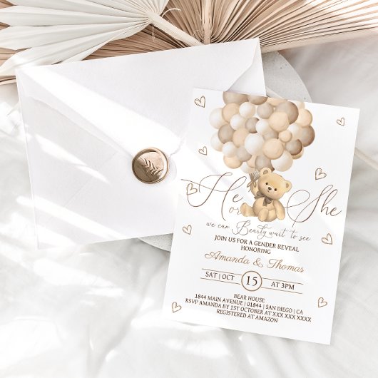 Teddy Bear Bruin Neutrale Ballonnen Geslacht Onthu Kaart