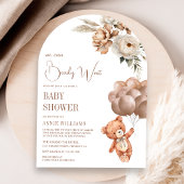 Teddy Bear Bruine Ballonnen Bloemenboog Baby showe Kaart