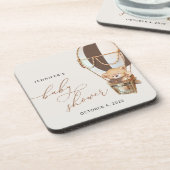 Teddy Bear, Bruine Hete Luchtballon, Baby shower Bier Onderzetter (Linkerzijde)