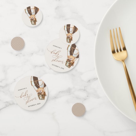 Teddy Bear, Bruine Hete Luchtballon, Baby shower Confetti (Groep)