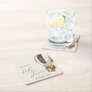 Teddy Bear, Bruine Hete Luchtballon, Baby shower Kartonnen Onderzetters