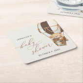 Teddy Bear, Bruine Hete Luchtballon, Baby shower Kartonnen Onderzetters (Schuin)