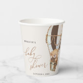 Teddy Bear, Bruine Hete Luchtballon, Baby shower Papieren Bekers (Achterkant)
