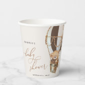 Teddy Bear, Bruine Hete Luchtballon, Baby shower Papieren Bekers (Voorkant)