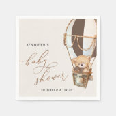 Teddy Bear, Bruine Hete Luchtballon, Baby shower Servet (Voorkant)