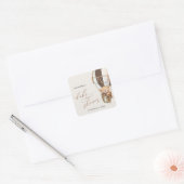 Teddy Bear, Bruine Hete Luchtballon, Baby shower Vierkante Sticker (Envelop)