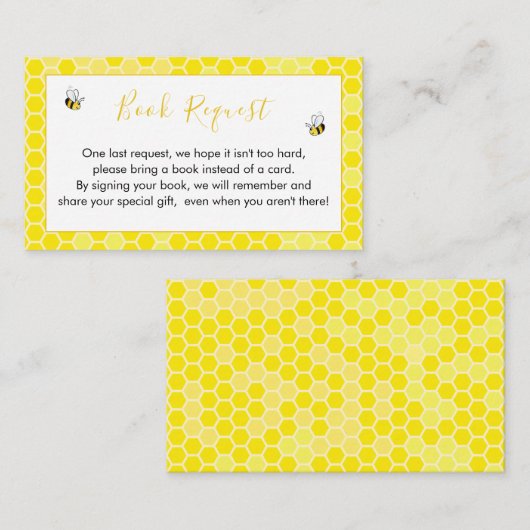 Teddy Bear Bumblebee Book Request Card Informatiekaartje (Voorkant / Achterkant)