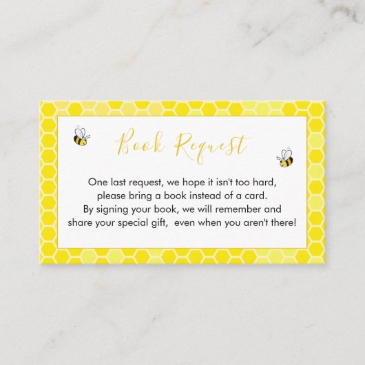 Teddy Bear Bumblebee Book Request Card Informatiekaartje (Voorkant)