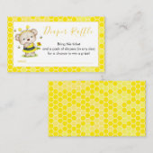 Teddy Bear Bumblebee Diaper Raffle Card Informatiekaartje (Voorkant / Achterkant)