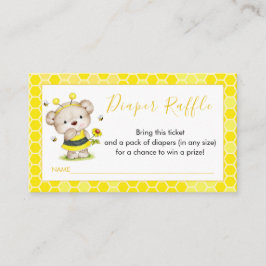 Teddy Bear Bumblebee Diaper Raffle Card Informatiekaartje