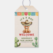 Teddy Bear Cactus Boy Baby shower Fiesta Cadeaulabel (Voorkant)