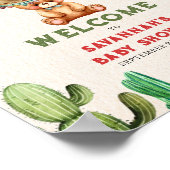 Teddy Bear Cactus Boy Baby shower Fiesta Poster (Hoek)