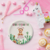 Teddy Bear Cactus Girl Baby shower Fiesta Papieren Bordje (Feest)