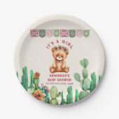 Teddy Bear Cactus Girl Baby shower Fiesta Papieren Bordje (Voorkant)
