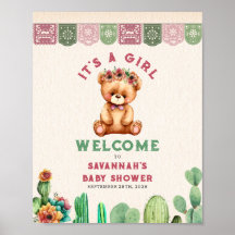 Teddy Bear Cactus Girl Baby shower Fiesta