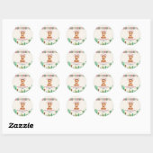 Teddy Bear Cactus Girl Baby shower Fiesta Ronde Sticker (Vel)
