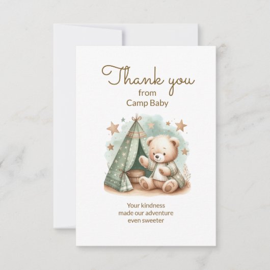 Teddy Bear Camp Baby shower Bedankt (Voorkant)