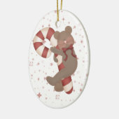 Teddy Bear Candy Cane Keramisch Ornament (Links)