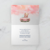 Teddy Bear Car Baby's Eerste Valentijnsdag Feestdagen Kaart (Binnen)