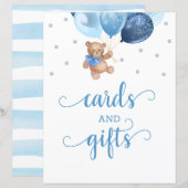 Teddy Bear Cards en Gifts Table Sign Baby shower (Voorkant / Achterkant)