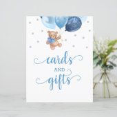 Teddy Bear Cards en Gifts Table Sign Baby shower (Staand voorkant)
