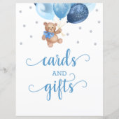 Teddy Bear Cards en Gifts Table Sign Baby shower (Voorkant)