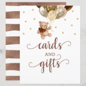 Teddy Bear Cards en Gifts Table Sign Baby shower (Voorkant / Achterkant)