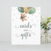 Teddy Bear Cards en Gifts Table Sign Baby shower (Staand voorkant)