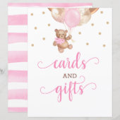Teddy Bear Cards en Gifts Table Sign Baby shower (Voorkant / Achterkant)