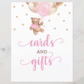 Teddy Bear Cards en Gifts Table Sign Baby shower (Voorkant)