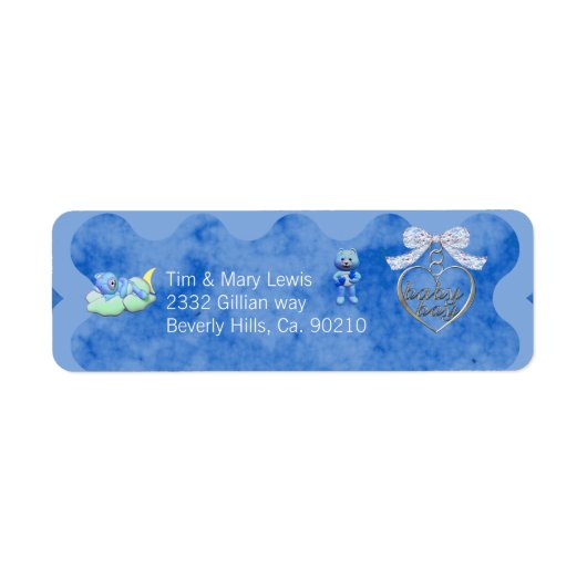 Teddy Bear Charm Boy Blauw Baby shower Etiket (Voorkant)