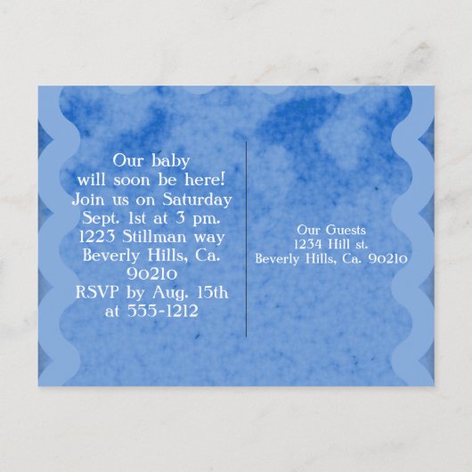 Teddy Bear Charm Boy Blauw Baby shower Uitnodiging Briefkaart (Achterkant)