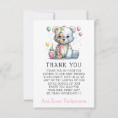 Teddy Bear Chic Girl Baby shower Dank je wel Bedankkaart (Voorkant)