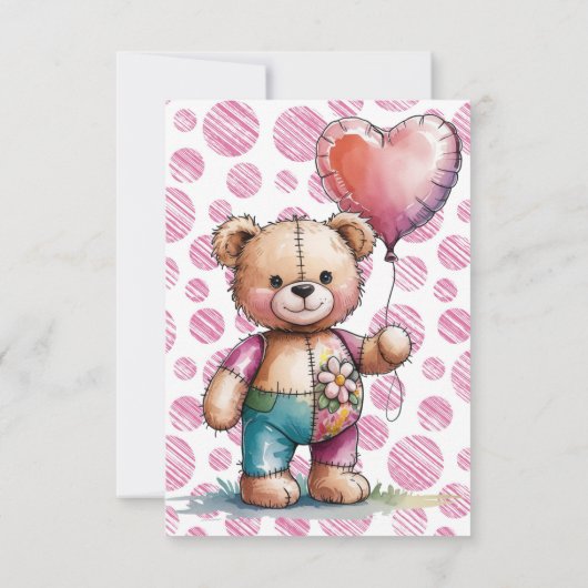 Teddy Bear Chic Girl Baby shower Dank je wel Bedankkaart (Achterkant)