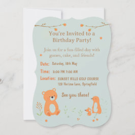 Teddy Bear Childish Birthday Invitation Card  Kaart